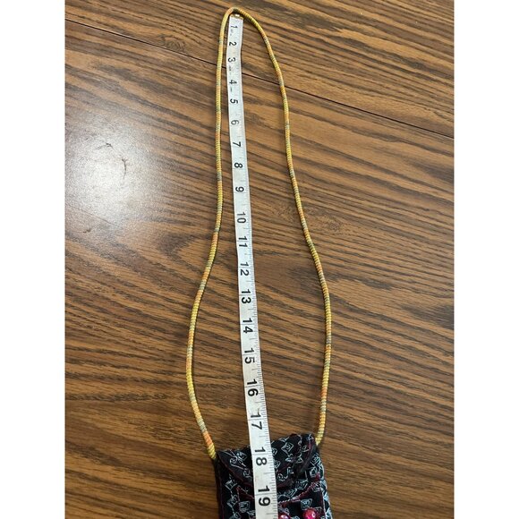 Small embroidered crossbody Velcro pouch with faux jewels - Picture 4 of 8